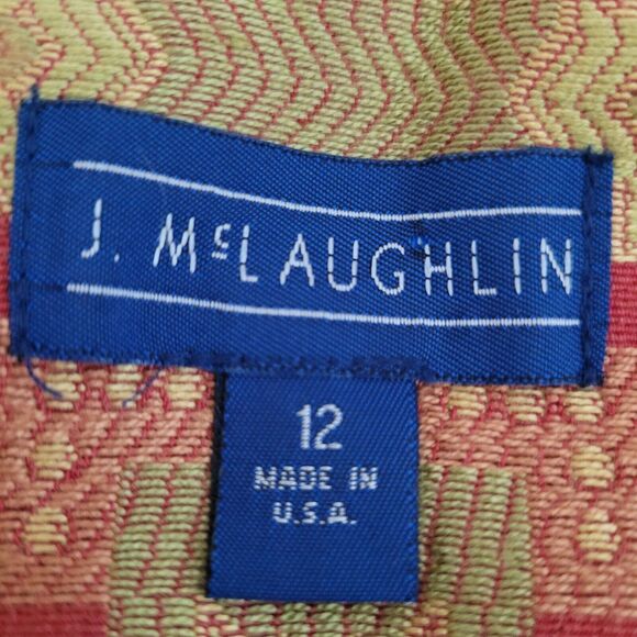 J McLaughlin Jacket 12 Gold Textured Mercerized Blazer Tapestry Statement Y2K - Picture 8 of 15